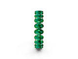 Silver Oval Cut Emerald Eternity Band with Shared Prong Setting