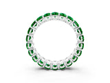 Silver Oval Cut Emerald Eternity Band with Shared Prong Setting