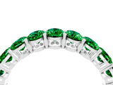 Silver Oval Cut Emerald Eternity Band with Shared Prong Setting
