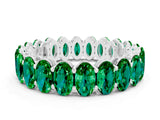 Silver Oval Cut Emerald Eternity Band with Shared Prong Setting