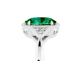 White gold Oval Cut Emerald Halo Ring with Tapered Band and Four-Prong Setting_5