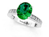 White gold Oval Cut Emerald Milgrain Pavé Engagement Ring with Four-Prong Setting_13