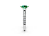 White gold Oval Cut Emerald Milgrain Pavé Engagement Ring with Four-Prong Setting_14
