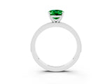 White gold Oval Cut Emerald Milgrain Pavé Engagement Ring with Four-Prong Setting_15