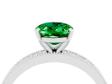 White gold Oval Cut Emerald Milgrain Pavé Engagement Ring with Four-Prong Setting_16