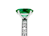 White gold Oval Cut Emerald Milgrain Pavé Engagement Ring with Four-Prong Setting_17