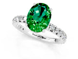 White gold Oval Cut Emerald Pavé Solitaire Ring with Round Band and Prong Setting_37