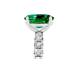 White gold Oval Cut Emerald Pavé Solitaire Ring with Round Band and Prong Setting_41