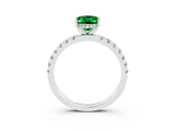 White gold Oval Cut Emerald Pave Band Solitaire Ring with Four-Prong Setting_27