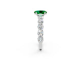 White gold Oval Cut Emerald Prong Setting with Side Stones on a Pave Band_2
