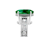 White gold Oval Cut Emerald Ring with Milgrain Pavé Band and Four-Prong Setting_17