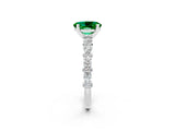 White gold Oval Cut Emerald Side Stone Solitaire Ring with Round  and Four-Prong Setting_50