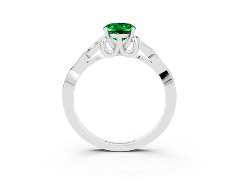 White gold Oval Cut Emerald Solitaire Celtic Knot Ring with Four-Prong Setting_15