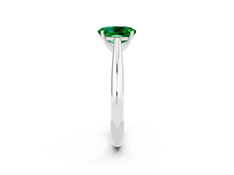 White gold Oval Cut Emerald Solitaire Engagement Ring with Cathedral Setting and Four-Prong Mount_14