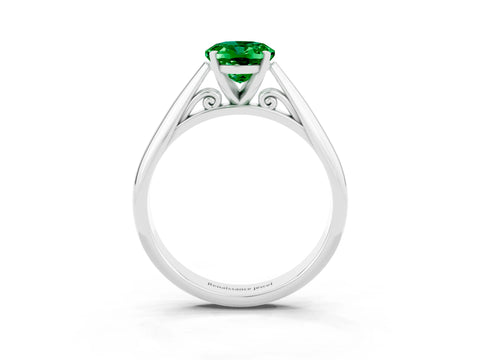 White gold Oval Cut Emerald Solitaire Engagement Ring with Cathedral Setting and Four-Prong Mount_27