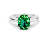 White gold Oval Cut Emerald Solitaire Engagement Ring with Cathedral Setting and Four-Prong Mount_30