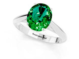 White gold Oval Cut Emerald Solitaire Engagement Ring with Cathedral Setting and Four-Prong Mount_31