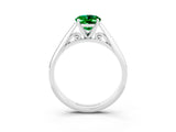 White gold Oval Cut Emerald Solitaire Engagement Ring with Cathedral Setting and Four-Prong Mount_33