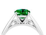 White gold Oval Cut Emerald Solitaire Engagement Ring with Cathedral Setting and Four-Prong Mount_34