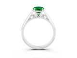 White gold Oval Cut Emerald Solitaire Engagement Ring with Cathedral Setting and Four-Prong Mount_87