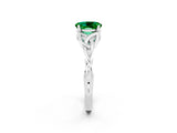 White gold Oval Cut Emerald Solitaire Engagement Ring with Celtic Knot Band and Four-Prong Setting_2