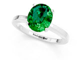 White gold Oval Cut Emerald Solitaire Engagement Ring with Classic Band and Four-Prong Setting_25
