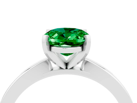 White gold Oval Cut Emerald Solitaire Engagement Ring with Classic Band and Four-Prong Setting_28