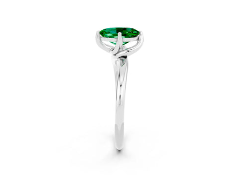 White gold Oval Cut Emerald Solitaire Engagement Ring with Four-Prong Setting and Classic Band_14