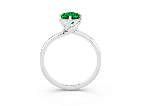 White gold Oval Cut Emerald Solitaire Engagement Ring with Four-Prong Setting and Classic Band_15