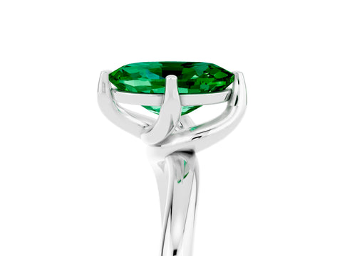 White gold Oval Cut Emerald Solitaire Engagement Ring with Four-Prong Setting and Classic Band_17