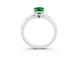 White gold Oval Cut Emerald Solitaire Engagement Ring with Round Band and Four-Prong Setting_3
