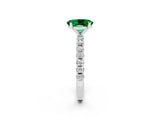 White gold Oval Cut Emerald Solitaire Pavé Band with Four-Prong Setting_2