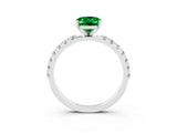 White gold Oval Cut Emerald Solitaire Pavé Band with Four-Prong Setting_3