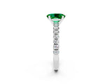 White gold Oval Cut Emerald Solitaire Pavé Engagement Ring with Round Band and Prong Setting_14