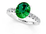 White gold Oval Cut Emerald Solitaire Pavé Engagement Ring with Round Band and Prong Setting_79