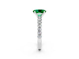 White gold Oval Cut Emerald Solitaire Pavé Engagement Ring with Round Band and Prong Setting_80