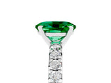 White gold Oval Cut Emerald Solitaire Pavé Engagement Ring with Round Band and Prong Setting_83