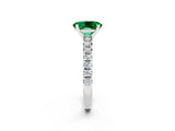 White gold Oval Cut Emerald Solitaire Pavé Engagement Ring with Round Band and Prong Setting_92