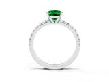 White gold Oval Cut Emerald Solitaire Pavé Engagement Ring with Round Band and Prong Setting_93