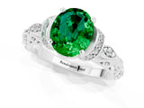 White gold Oval Cut Emerald Solitaire Ring with Filigree Band and Four-Prong Setting_37