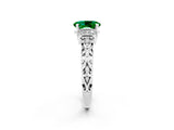 White gold Oval Cut Emerald Solitaire Ring with Filigree Band and Four-Prong Setting_38