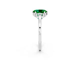 White gold Oval Cut Emerald Solitaire Ring with Flower Prong Setting and Classic Band_14