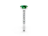 White gold Oval Cut Emerald Solitaire Ring with Pavé Accents and Four-Prong Setting_2