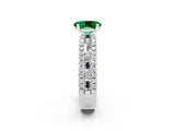 White gold Oval Cut Emerald Solitaire Ring with Pavé and Channel Set Band_2