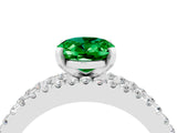 White gold Oval Cut Emerald Solitaire Ring with Pavé and Channel Set Band_4