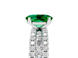 White gold Oval Cut Emerald Solitaire Ring with Pavé and Channel Set Band_5
