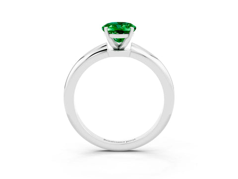 White gold Oval Cut Emerald Solitaire Ring with Six-Prong Setting and Classic Band_15