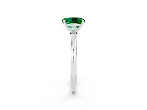 White gold Oval Cut Emerald Solitaire Ring with Six-Prong Setting and Classic Band_2