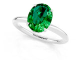 White gold Oval Cut Emerald Solitaire Ring with Thin Band and Four-Prong Setting_13