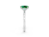 White gold Oval Cut Emerald Solitaire Ring with Thin Band and Four-Prong Setting_14